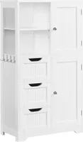 Yaheetech Badezimmerschrank Badkommode Badschrank mit Schubladen & Ablagefächer & Haken & Schränke Unterschrank Bodenschrank Baderegal mit Höhenverstellbarem Einlegeboden, 60 x 30 x 107 cm, Weiß