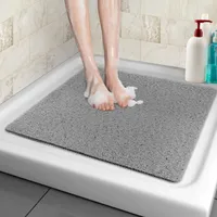 Duschmatte rutschfest 80 x 80 cm Badewannenmatte mit Ablauflöchern PVC Massage Duschmatten Schnell trocknend Badematte Grau