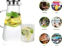 2,2L Liter Glas Karaffe Krug mit Deckel , Wasserkaraffe, Eistee Krug, Saft Krug, für hausgemachte Getränke/Eistee/Milch/Kaffee/Wein