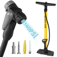 Optio Cycle Fahrradpumpe für alle Ventile Luftpumpe für Fahrrad Standpumpe mit Großem Manometer bis 11 Bar/ 160 PSI Fahrradluftpumpe Gelb