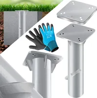 KESSER® Metall Universal Bodenplatte Sonnenschirmständer für Sonnenschirm - Ampelschirm - Kurbelschirm | Bodenanker, Inkl. Handschuhe  | 16 x 16 cm