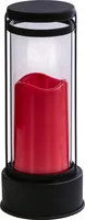 Dehner Grablaterne mit LED-Beleuchtung, Ø 12 cm, Höhe 27 cm, Eisen/Glas, rot