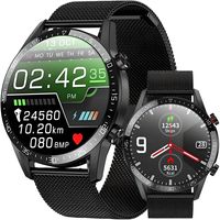 Chytré hodinky Smartwatch Watch bluetooth Pánské dotykové vodotěsné displeje Černé klasické hliníkové náramkové hodinky Krokoměr Fitness Tracker Retoo