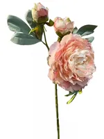 Pfingstrose mit 1 Blüte 2 Knospen L62cm Kunstblumen künstliche Päonie altrosa