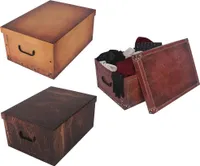 Set: 3 x XXL Deko Kartons in tollen Leder Dekoren (Hellbraun, Dunkelbraun, Rotbraun)