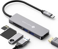 NOVOO USB C Hub (5 in 1) Aluminium mit HDMI 4K Adapter, USB 3.0 Anschlüsse, 1 SD und 1 microSD Kartenleser für MacBook Pro 2015/2016/2017, neues MacBook 12-Zoll, Chromebook und mehr Type-C Geräte