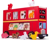 Bigjigs Toys Drevený autobus so zvieratkami
