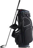SucceBuy taška na golfový vozík so 14 priehradkami, ľahká 35 palcov, organizér s 11 vreckami, robustný stojan na vozík, dvojitý ramenný popruh, protiprachový kryt a rukoväte, čierna a biela