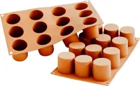 Silikomart Muffinbackform Törtchen zylindrisch 6er Ø4,8cm H 5cm Silikon, terracotta