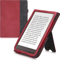 kwmobile Hülle kompatibel mit Pocketbook InkPad 3 / 3 Pro / Color / Vivlio InkPad 3 Hülle - Flip Case mit Handschlaufe - Kunstleder Cover - Rot