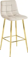 Barhocker ARCETO - beiger Samt / goldene Beine