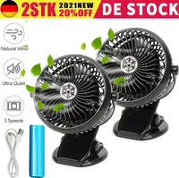 2 STK Mini Ventilator USB Tischventilator 360° einstellbar Schreibtisch Clip Lüfter 3 Geschwindigkeiten Mini Fan mit 18650 Akuu