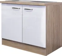 Flex Well Spülenschrank inkl Spüle Valero BxTxH 100 x 60 x 86 cm weiß hochglanz zerlegt Anschlag links rechts 00010202