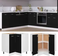 vidaXL Podstawa narożna czarna 75,5x75,5x80,5 cm płyta wiórowa