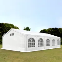 TOOLPORT Partyzelt Festzelt 5x10 m in weiß Professional PE Plane 550 N Wasserdicht UV Schutz mit BODENRAHMEN