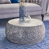riess-ambiente Runder Couchtisch ABSTRACT LEAF 75cm silber antik Metall filigrane Beistelltisch Tisch