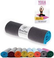 NirvanaShape ® Yoga Handtuch rutschfest | Hot Yoga Towel mit Antirutsch-Noppen |  185x63 cm, Farbe:Grau / Blau Rand
