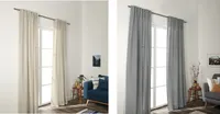 2er Pack Vorhangschal 135 x 254 cm beige und grau, Farbe:Grau