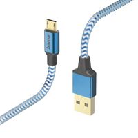 Ladekabel "Reflective", USB-A - Micro-USB, 1,5 m, Nylon, Blau (00201555)