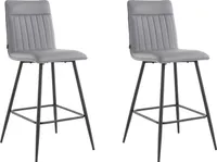 Zelta | Barhocker gepolstert 2er Set in PolyurethanGrau