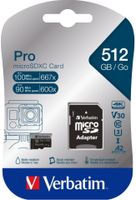 VERBATIM MicroSD-Card Pro, U3, 4K, 512GB