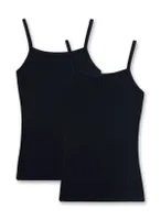 Sanetta Mädchen Unterhemd, 2er Pack - Shirt ohne Arme, Top Schwarz 164