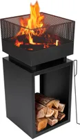 BBQ Collection Terrassenofen mit Schornstein – Feuertonne mit Funkenschutz für Terrasse & Garten – Kohlenstoffstahl Feuerkorb, Feuertonne & Outdoor Feuerstelle
