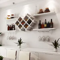Dřevěný stojan na víno - nástěnný stojan na víno Dřevěný stojan na víno do kuchyně Restaurace Bar (bílý)