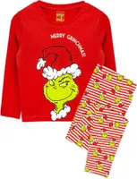 The Grinch - "Merry Grinchmas" Schlafanzug mit langer Hose für Mädchen NS7505 (128) (Rot)