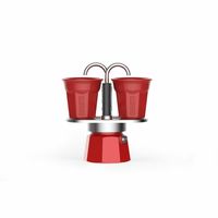 Bialetti Espressokocher Set Mini Express rot + 2 Espressobecher