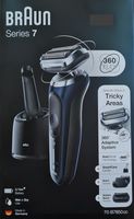 Braun Series 7 70-B7850cc Rasierer Herren, Elektrorasierer mit 360° Anpassung, Barttrimmer, 3-Tage-Bart-Trimmer, Reinigungsstation, AutoSense, Wet&Dry, 50 Min. Laufzeit, EasyClick Funktion, blau