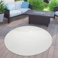 In-& Outdoor Teppich Balkon Terrasse Küchenteppich Einfarbig Meliertes Muster Grösse 120 cm Rund
