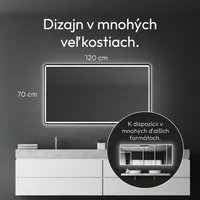 LED kúpeľňové zrkadlo TALOS black Moon 120x70 cm - kúpeľňové zrkadlo s osvetlením - vhodné do vlhkej vody vďaka hliníkovému rámu - farba svetla neutrálna biela