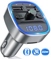 Bluetooth FM Transmitter, KFZ Auto Radio Adapter mit Mikrofon und 2 USB Ladegerät, LED Display Freisprecheinrichtung Car Kit