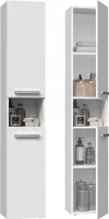 ADGO, Badezimmerschrank Nel I, Badezimmermöbel 31x174x30 cm, Weiß