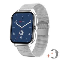 TPFNet Smartwatch mit Milanaise Armband + Silikon Armband - individuelles Display - Smart Watch Armbanduhr - Modell SW3 - Silber