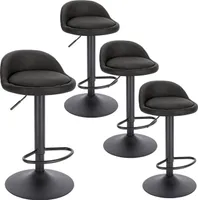 EUGAD Barhocker 4er Set, Drehstuhl, Kunstleder Metall, Anthrazit