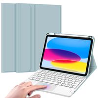 Fintie Tastatur Hülle für iPad 10. Generation 2022, iPad 10 Generation Hülle mit magnetisch Abnehmbarer Deutscher Tastatur und Touchpad Keyboard mit QWERTZ Layout, Eisablau