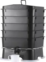 Schnellkomposter 18-50L Gartenkomposter 400x400x650mm Thermokomposter HDPE-Kunststoff Kompostierer Inkl. 5 Schalen & ein Auffangbehälter Kompostbehälter Kompostierung Reduzierung des Hausmülls