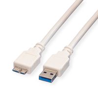 VALUE USB 3.2 Gen 1 Kabel, A ST - Micro B ST, weiß, 0,15 m