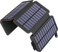 Externí solární baterie, powerbanka 20 000 mAh, vodotěsná, 4 panely, černá