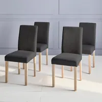 sweeek - 4er Set Stühle mit Stoffbezug und gekälkten Holzbeinen - Dunkelgrau