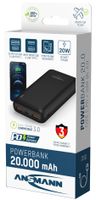 ANSMANN Powerbank 20000mAh PD 20W Schnellladefunktion Power Bank 2 USB Ports & 1 USB Type-C Port