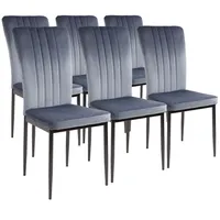 Albatros Esszimmerstühle mit Samt-Bezug 6er Set MODENA, Grau - Stilvolles Vintage Design, Eleganter Polsterstuhl am Esstisch - Küchenstuhl oder Stuhl Esszimmer mit hoher Belastbarkeit