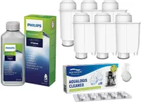 Sada pro kávovar Philips CA6700/10 AL-Inte+ 6 kusů, odvápňovač Cleaneo 10 tablet - vodní filtr - sada pro čištění kávovaru - odvápnění kávovaru
