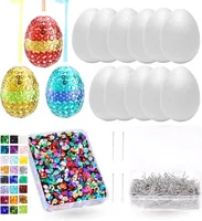 10x Styroporeier - Bunte Pailetten - Stecknadeln, DIY Osterdekoration