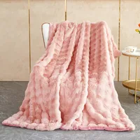 （160*100cm,Rosa）Superweiche Decke aus Kunstfell Doppelseitige Decke Weiche,  Kaninchen-Plüschdecke Multifunktionale Sofadecke Weiche Warme Geeignet für Betten und Sofas