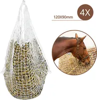 Jiubiaz 4x Heunetz 120 x 90 cm, Maschenweite 3 x 3 cm Heusack, Heuraufe Futternetz, weiß, Extrem reißfest, für Pferden, Schafen, Rindern, Heutasche Füllmenge ca. 9Kg
