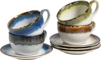 CreaTable, 24046, Cascade Mix, Cappuccino-Set 8-tlg, Steinzeug