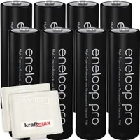 8er Pack Panasonic Eneloop PRO XX AA/Mignon Akkus - Neueste Generation - 2550 mAh Hochleistungs Akku Batterien in Kraftmax Akkubox V5